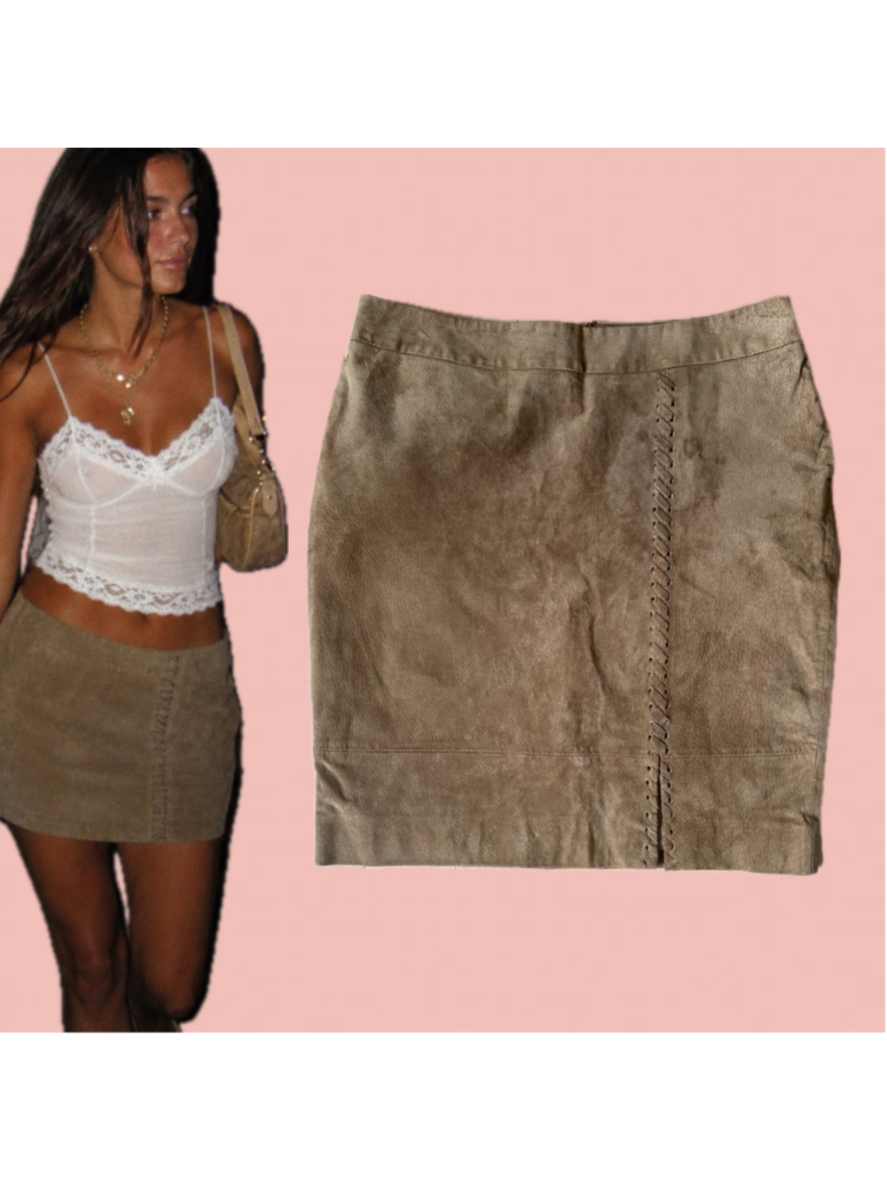 Vintage Le Château 100% Suede Midi Pencil Skirt Size 8